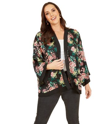 Black satin hotsell kimono jacket