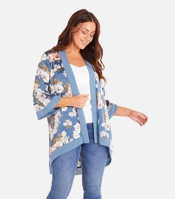 Mela Blue Floral Short Kimono