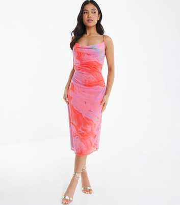 QUIZ Petite Bright Orange Tie Dye Midi Dress