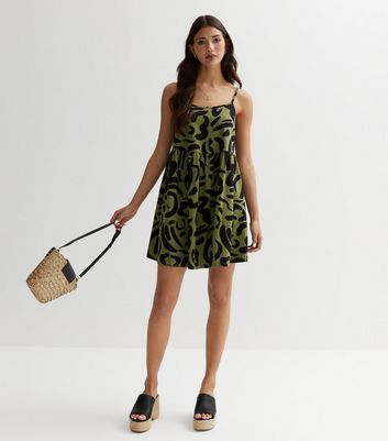 Cream and Green Swirl Dress