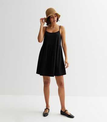 Black Strappy Smock Mini Dress