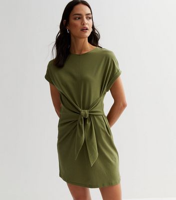 Front tie sales t shirt dress