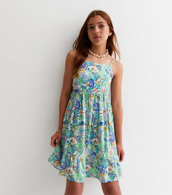 KIDS ONLY Blue Tropical Strappy Dress New Look