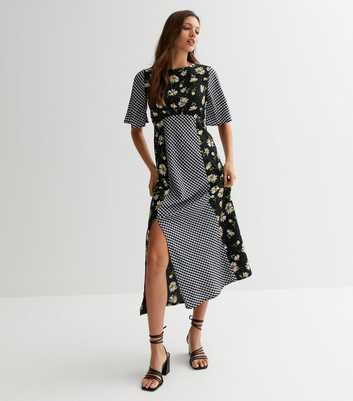 Influence Multicoloured Floral Gingham Midi Dress