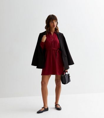 Dark red best sale shirt dress