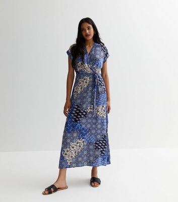 Blue scarf 2025 print dress