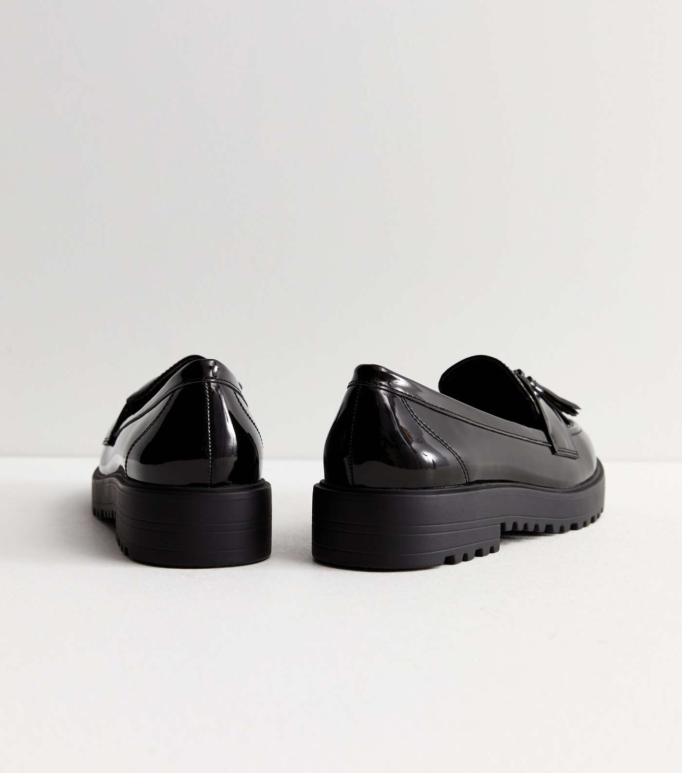 Black Patent Tassel Chunky Loafers Image 4
