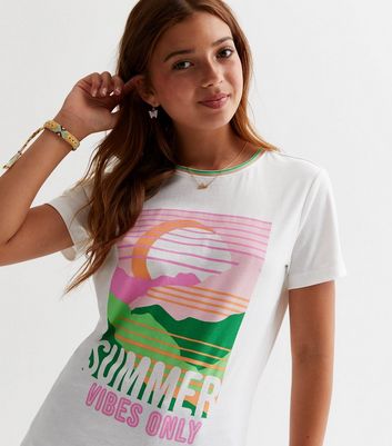 KIDS ONLY White Summer Vibes Only Logo T-Shirt New Look