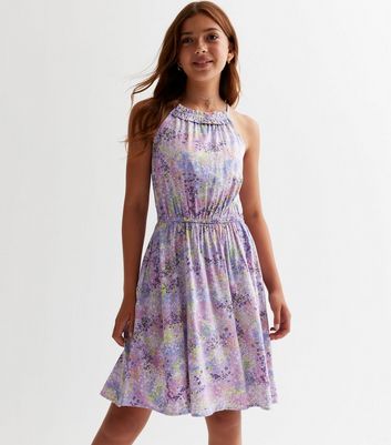 KIDS ONLY Lilac Floral Halter Dress New Look