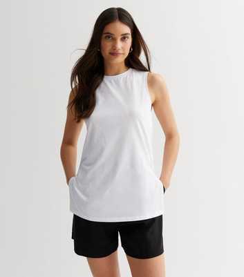 White High Neck Long Vest