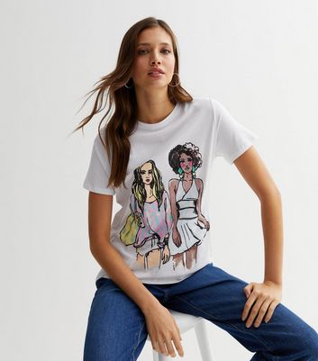 White Crew Neck Fashion Girls T-Shirt