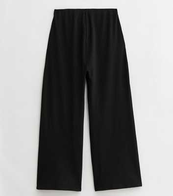 Maternity Black Ribbed Wide Leg Crop Trousers