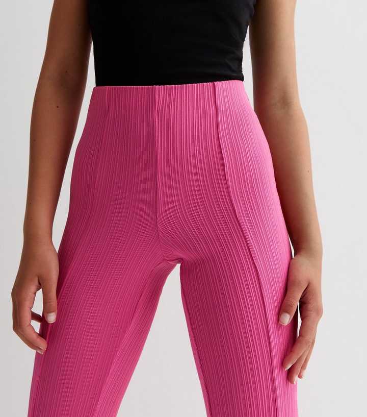 Baby Pink Jersey Flared Pants, Pants