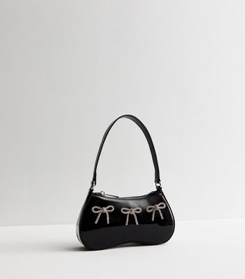 Public Desire Black Embellished Bow Shoulder Bag New Look
