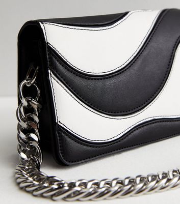 Public Desire Black Wave Chain Strap Shoulder Bag New Look