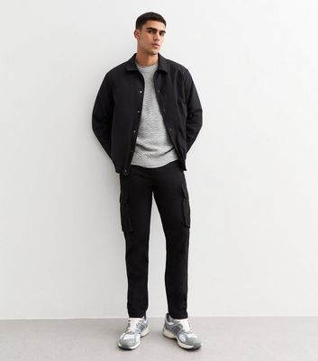 Black Cotton Tapered Cargo Trousers New Look