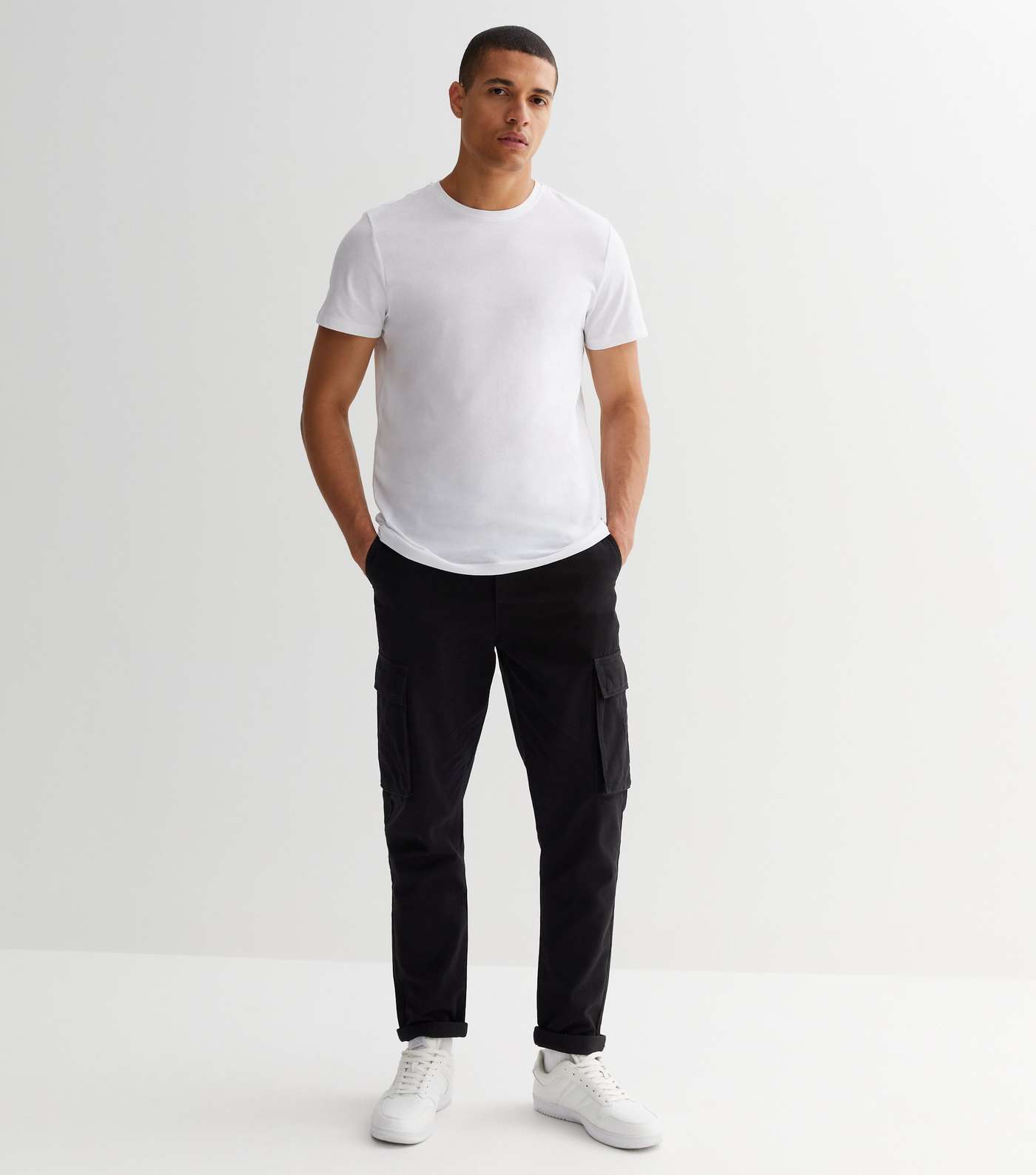 Black Cotton Tapered Cargo Trousers | New Look