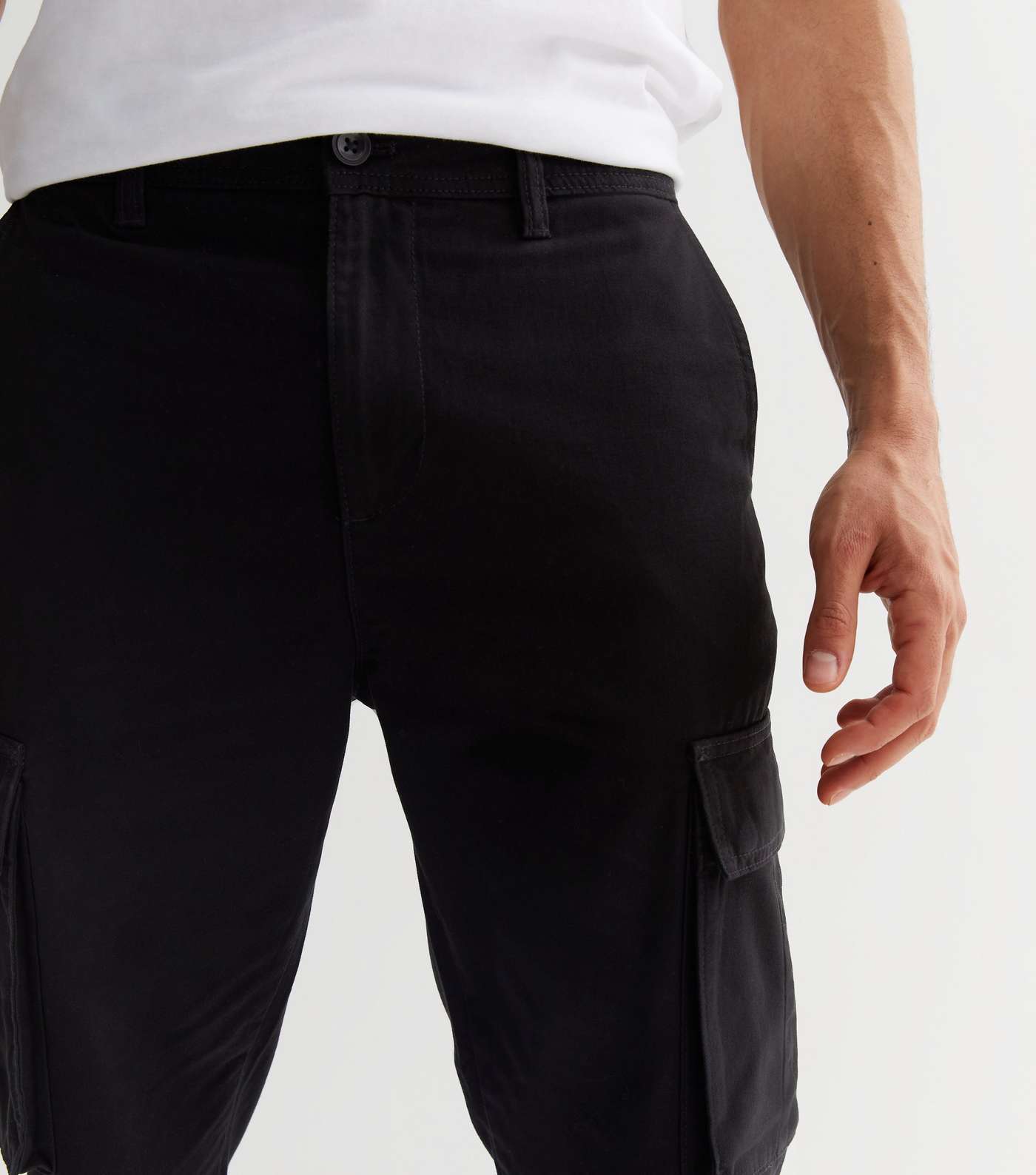 Black Cotton Tapered Cargo Trousers | New Look