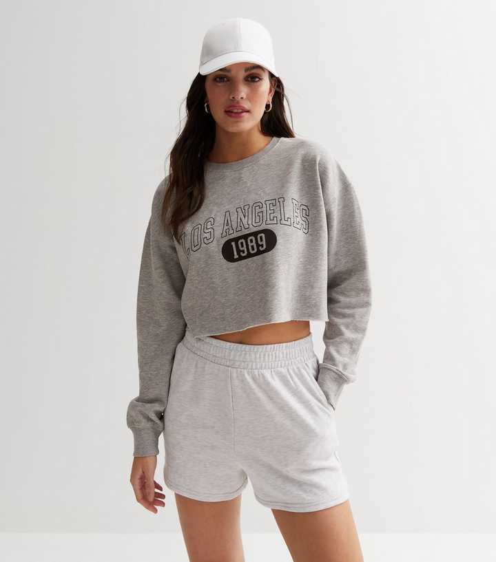 Pale Grey Los Angeles Logo Crop Sweater