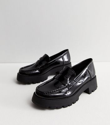 Chunky hot sale black loafers