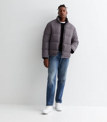 Dark Grey Puffer Jacket New Look