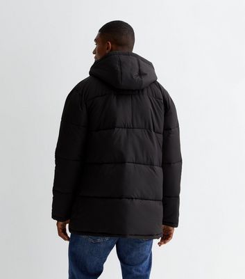 Men's Black Hooded Puffer Jacket New Look