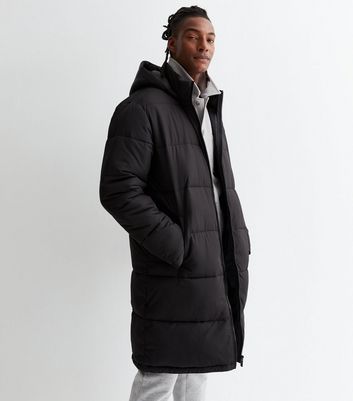 Mens black longline clearance coat