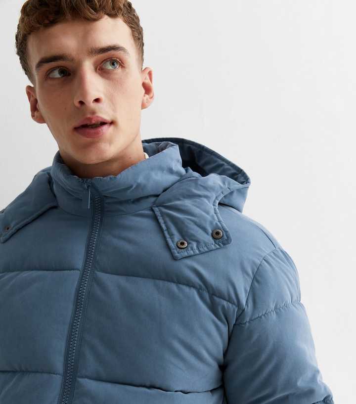 men's light blue puffer jacket