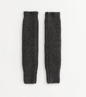 Dark Grey Chunky Knit Oversized Leg Warmers New Look