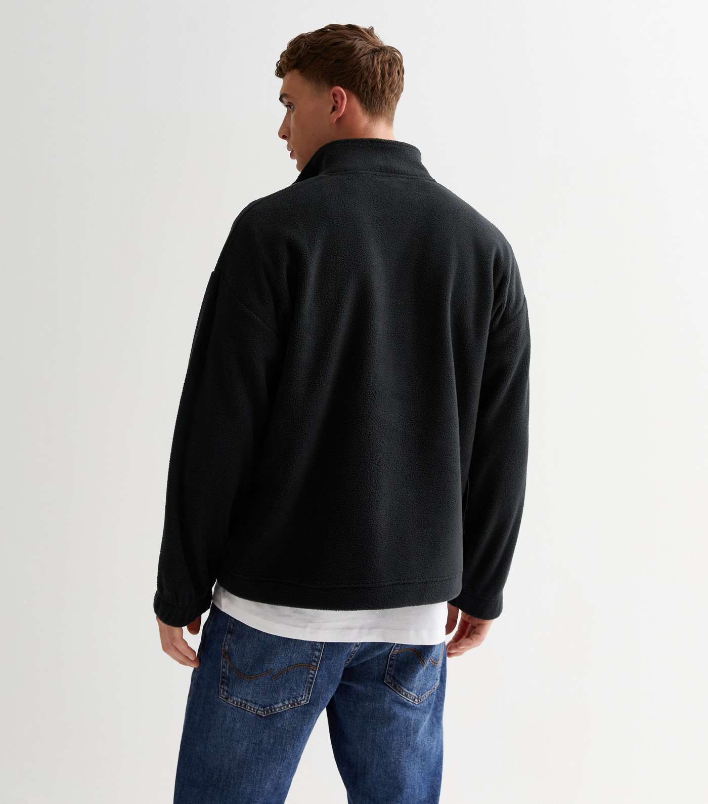 Black Fleece Zip Neck Oversized Sweatshirt Image 4
