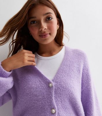 KIDS ONLY Lilac Fluffy Knit Cardigan New Look