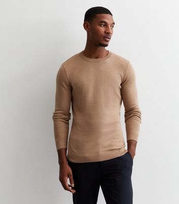 Camel Fine Knit Muscle Fit Jumper New Look