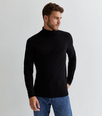 Black Fine Knit Roll Neck Slim Fit Jumper New Look