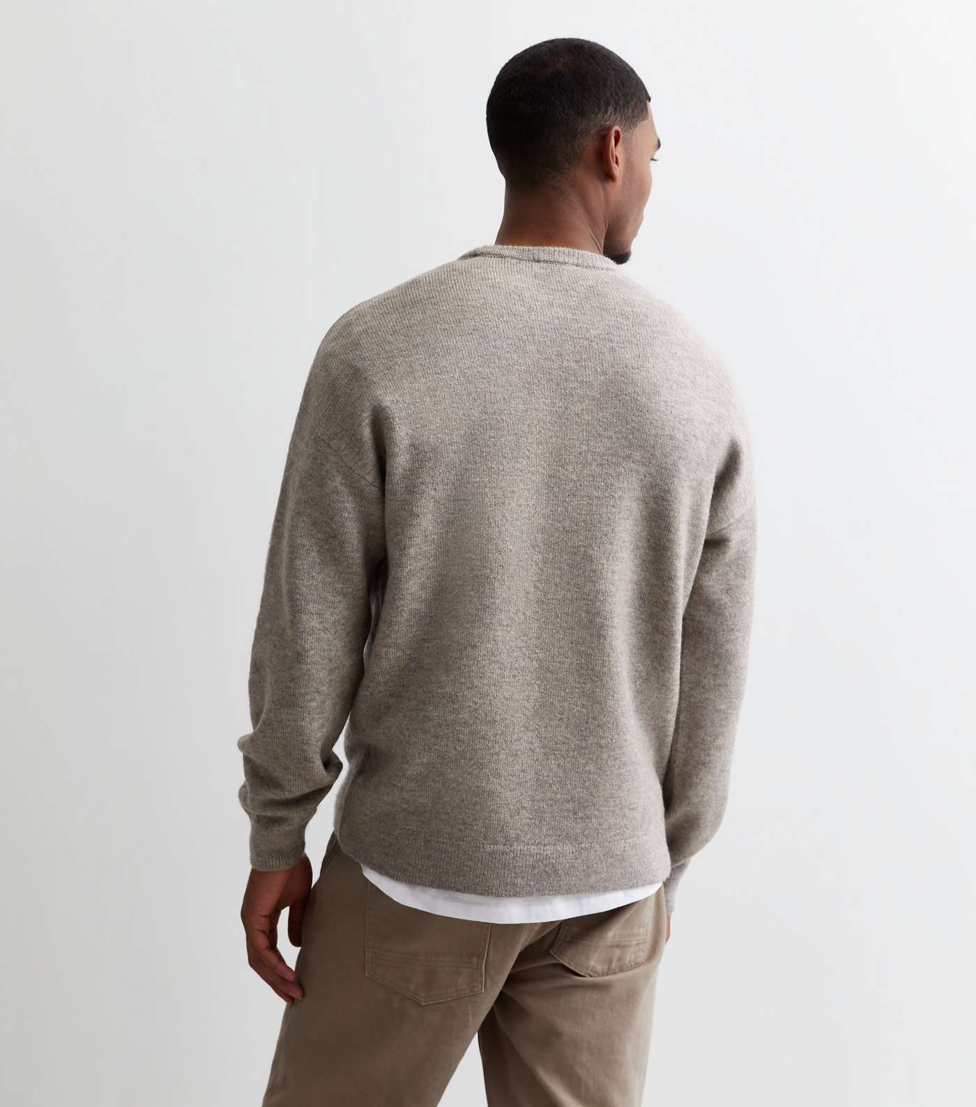 Dark Grey Soft Knit Crew Neck Relaxed Fit Jumper Image 4