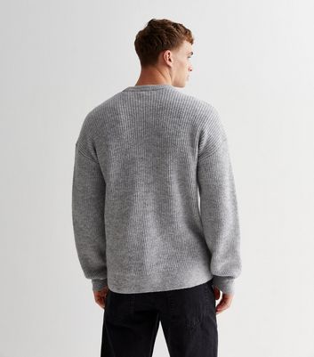 Grey Ribbed Knit Oversized Jumper New Look