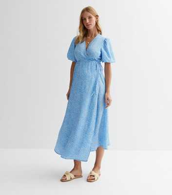 Maternity Blue Floral Midaxi Dress