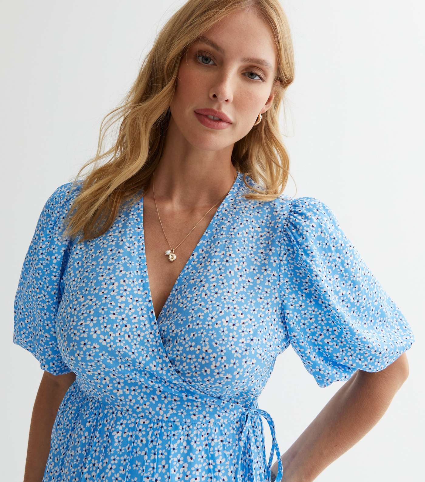 Maternity Blue Floral Midaxi Dress Image 2