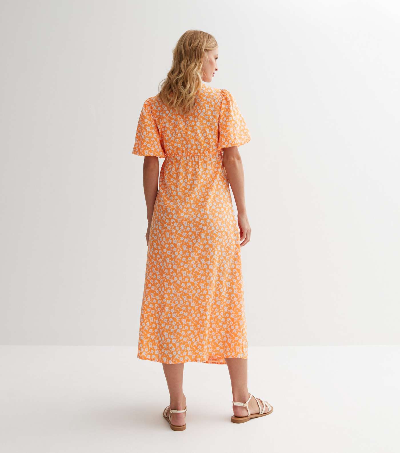 Maternity Orange Floral Midaxi Dress Image 4