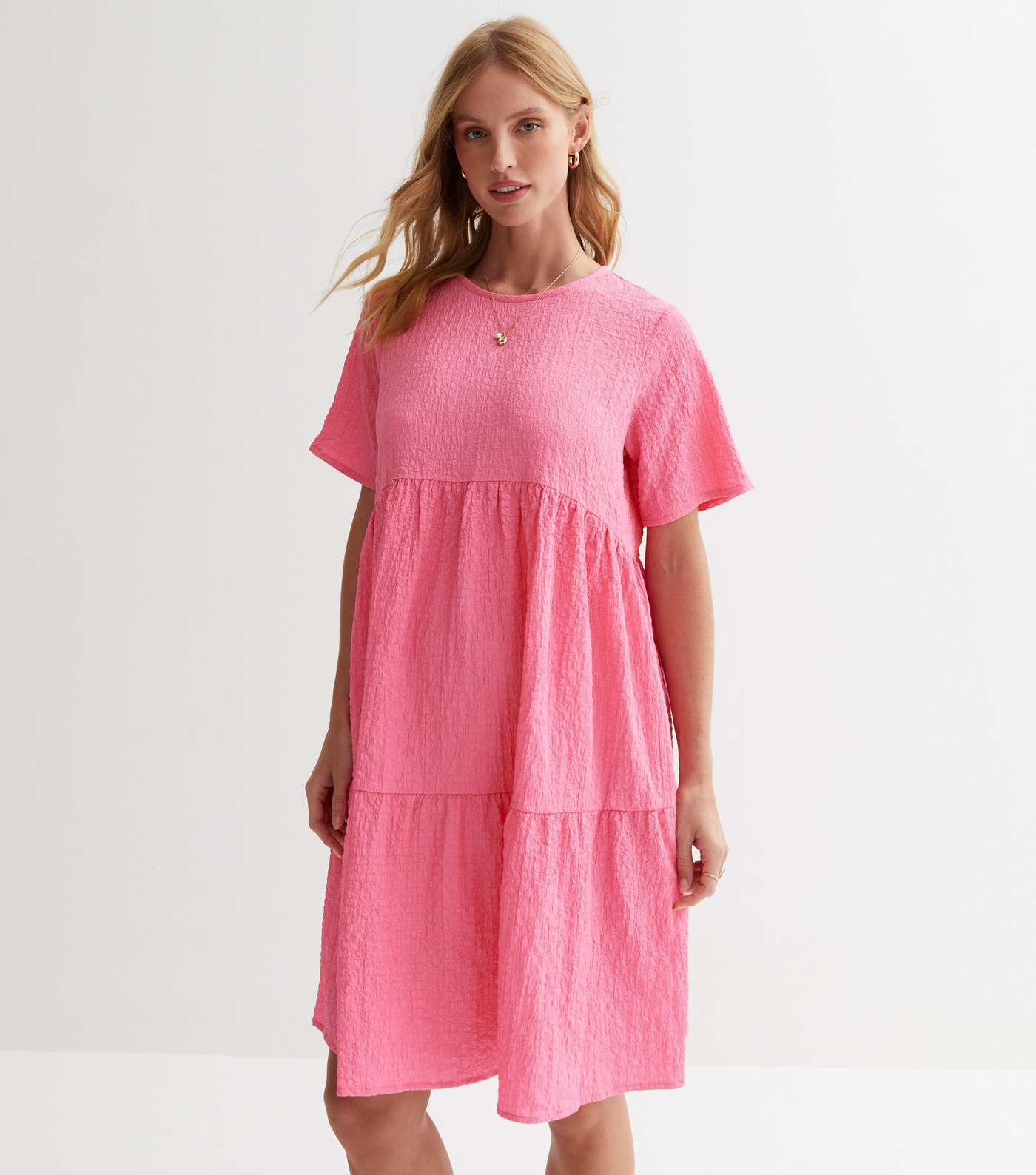 Maternity Pink Tiered Smock Dress Image 2