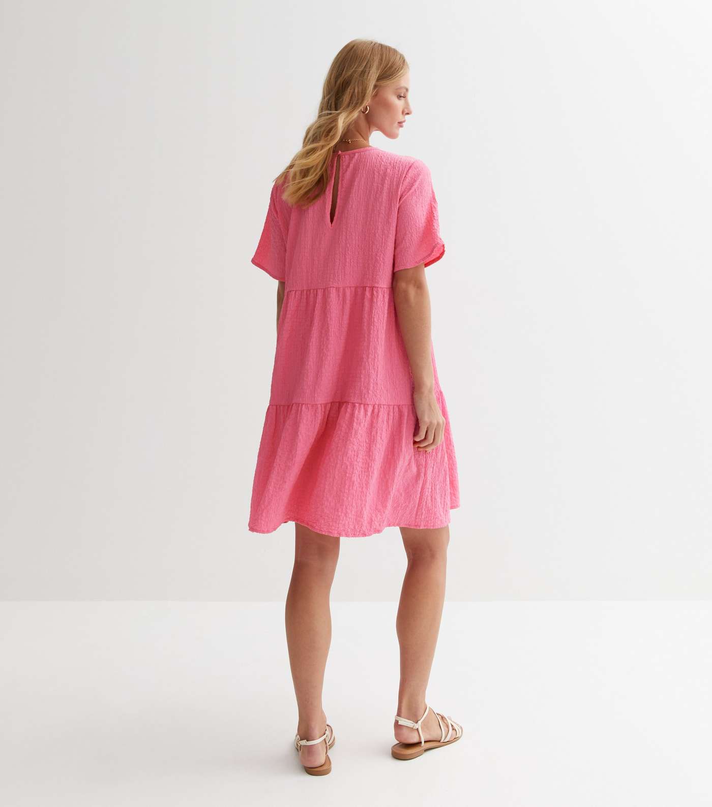 Maternity Pink Tiered Smock Dress Image 4