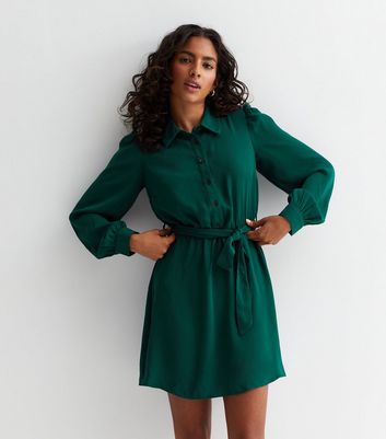 Olive green shirt deals dress outfit