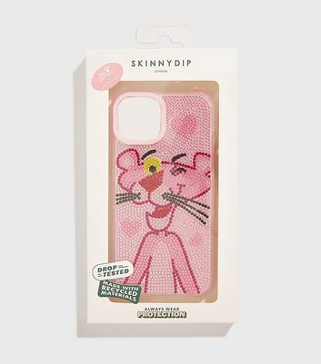 Skinnydip Bright Pink Panther Embellished iPhone Shock Case New Look