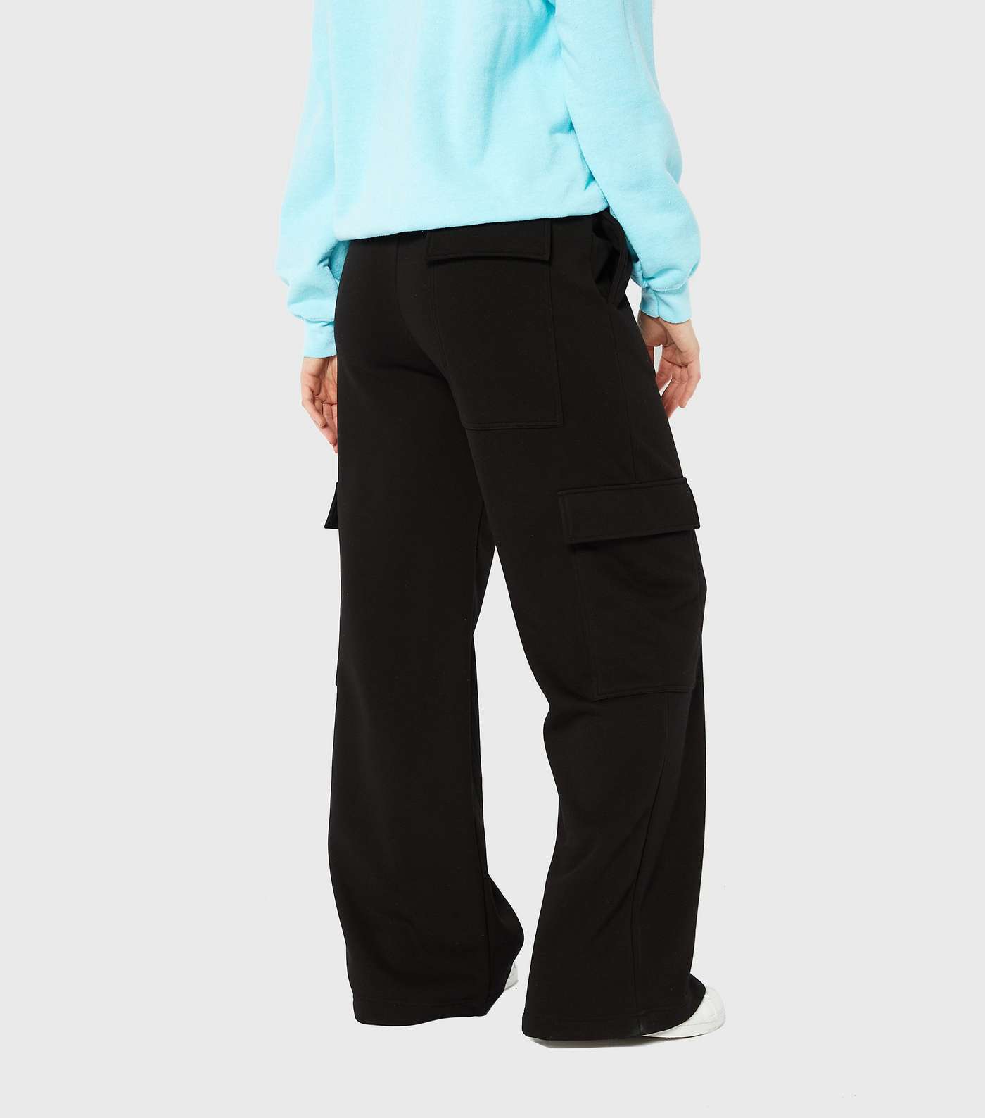 Skinnydip Black Jersey Wide Leg Cargo Trousers Image 3