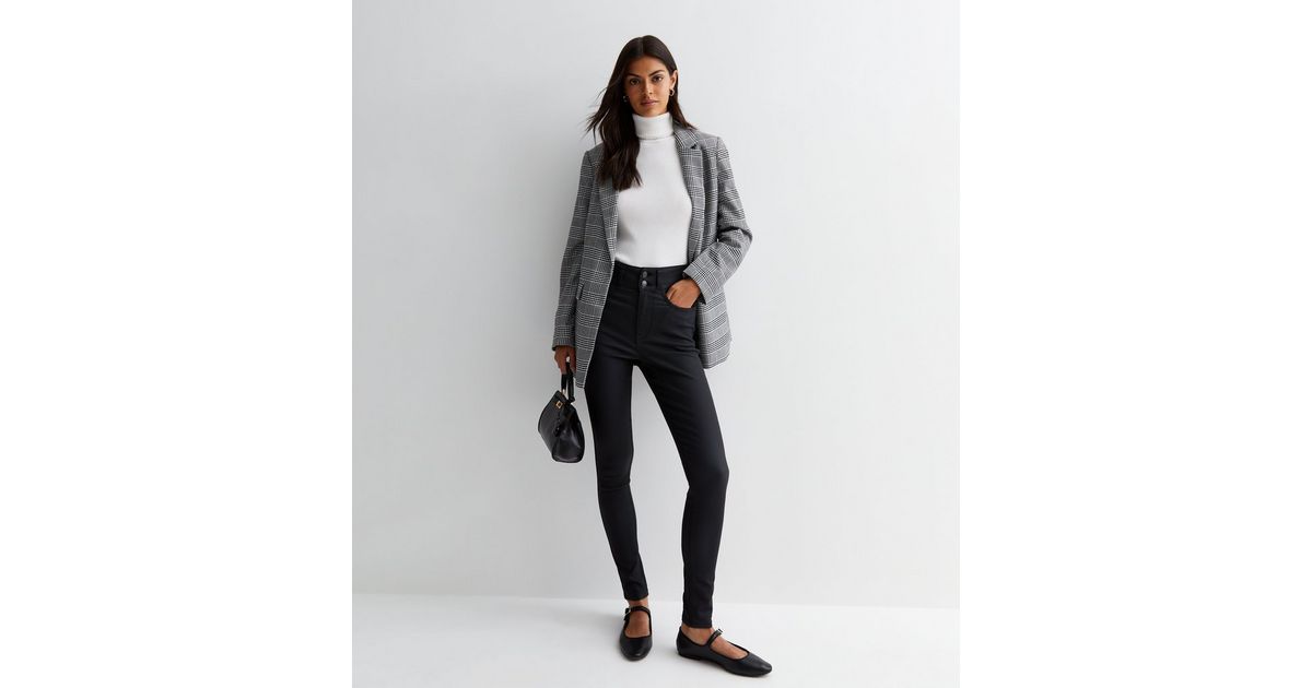 Black Coated Lift & Shape High Waist Yazmin Skinny Jeans | New Look
