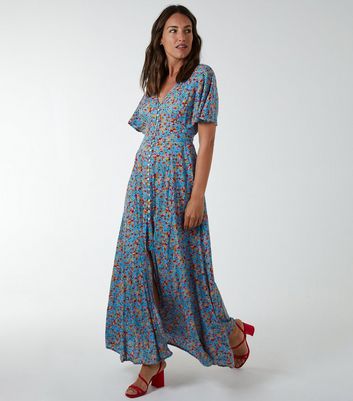 Button front sale floral maxi dress