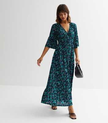 Blue Vanilla Navy Spot Shirred Frill Midi Dress