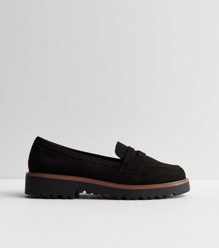 Black Suedette Chunky Loafers