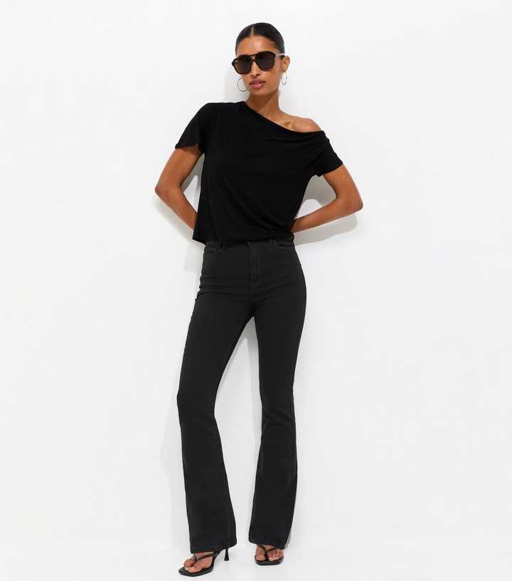 Washed Black Waist Enhance Quinn Bootcut Stretch Denim Jeans