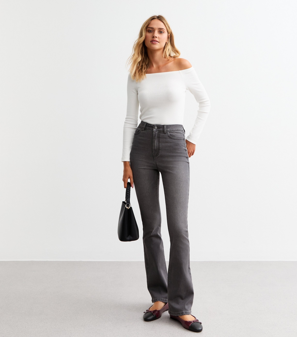 Women's Dark Grey Enhance Quinn Bootcut Jeans New Look