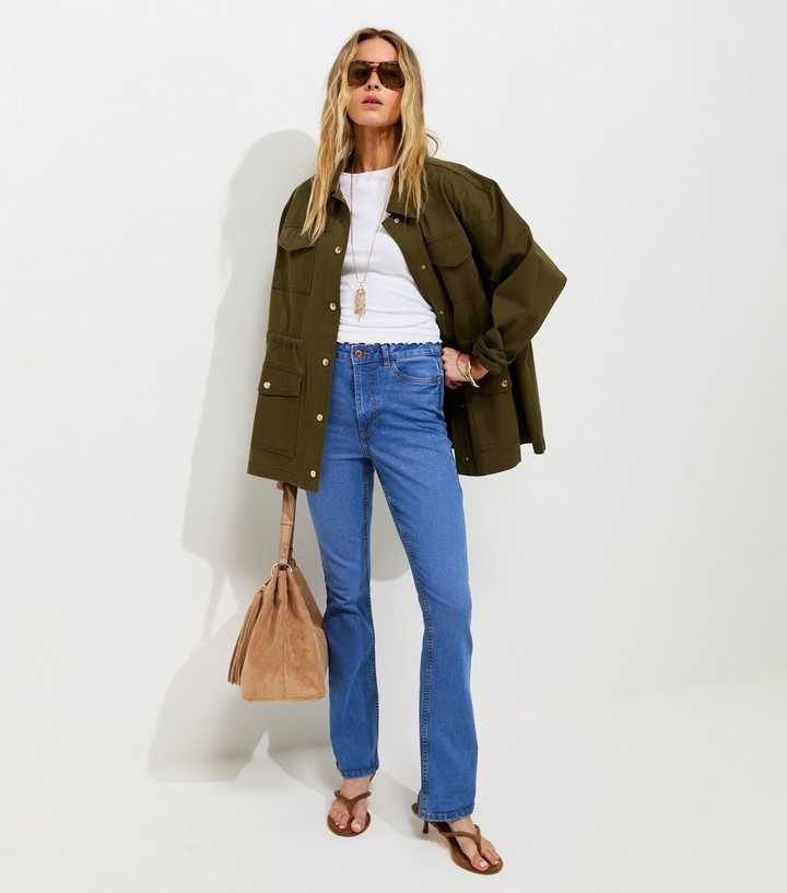 Blue Waist Enhance Quinn Bootcut Stretch Denim Jeans